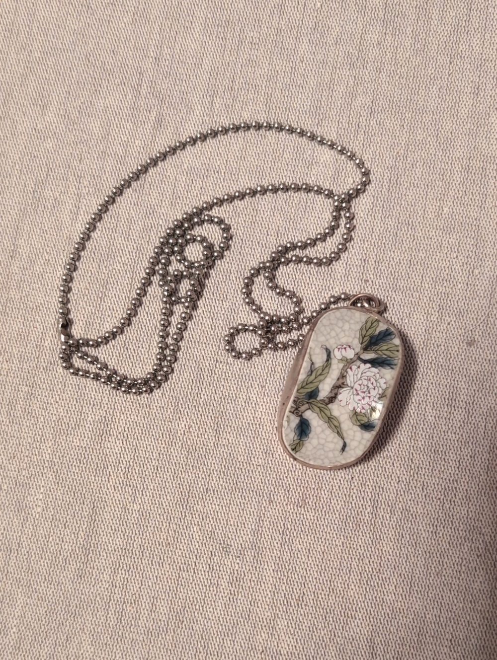 Floral Porcelain Pendant Necklace